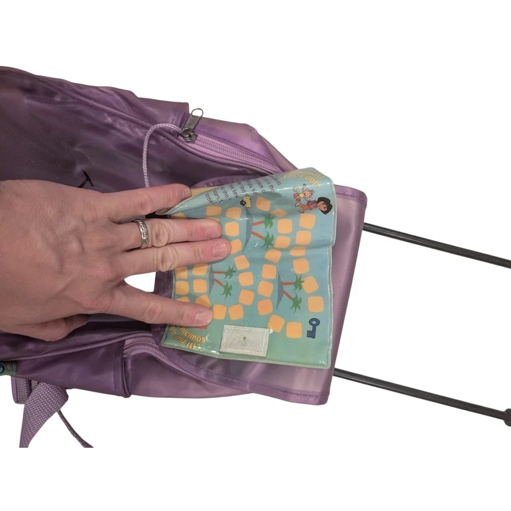 Vintage Dora the Explorer Purple Rolling Backpack with Detachable Map Small